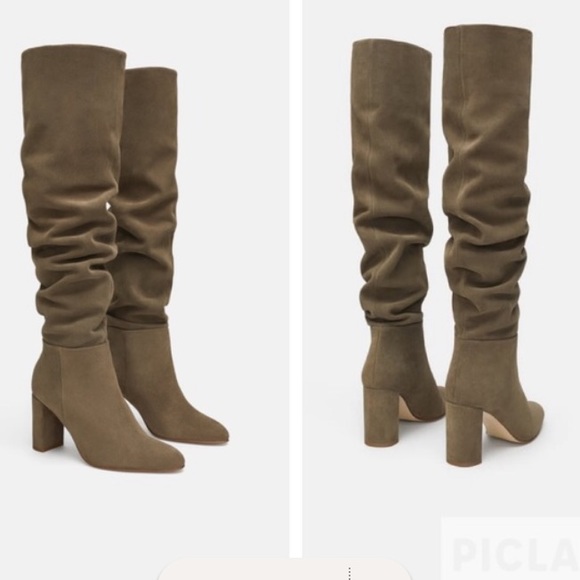 Zara tall taupe high heeled leather - Picture 5 of 8